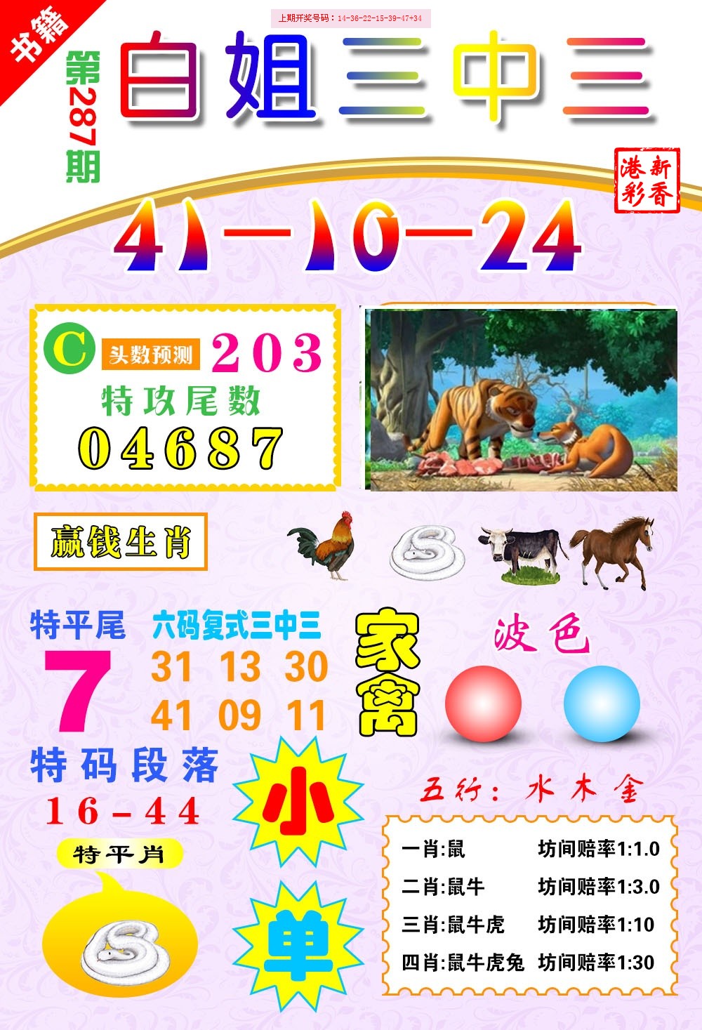 2026287期 白小姐三中三