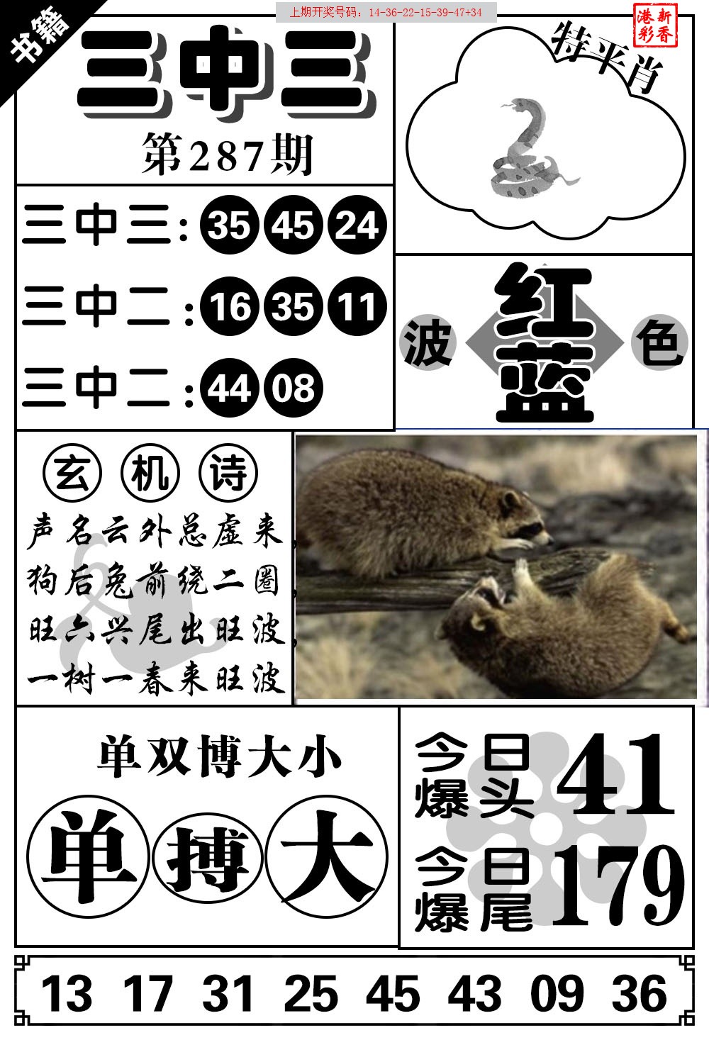 2026287期 三中三