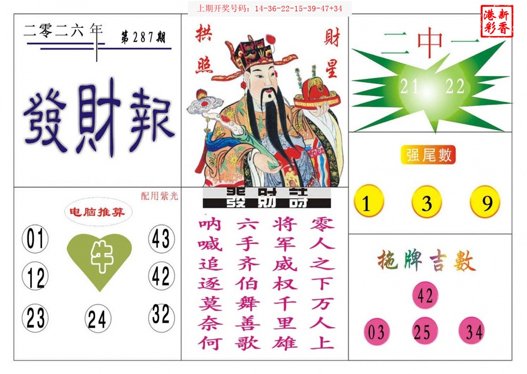 2026287期 财神报