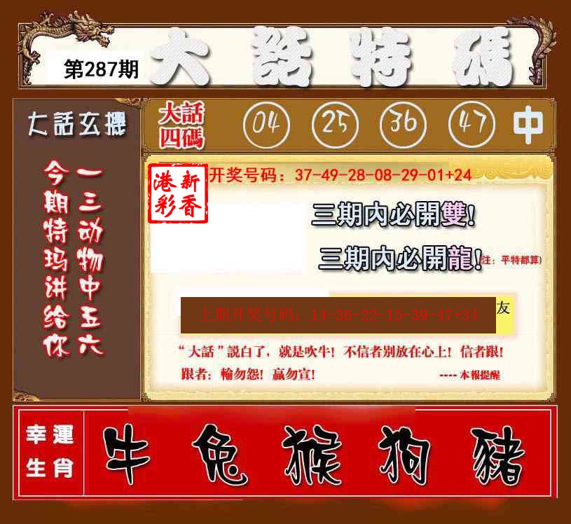 2026287期 大话特码